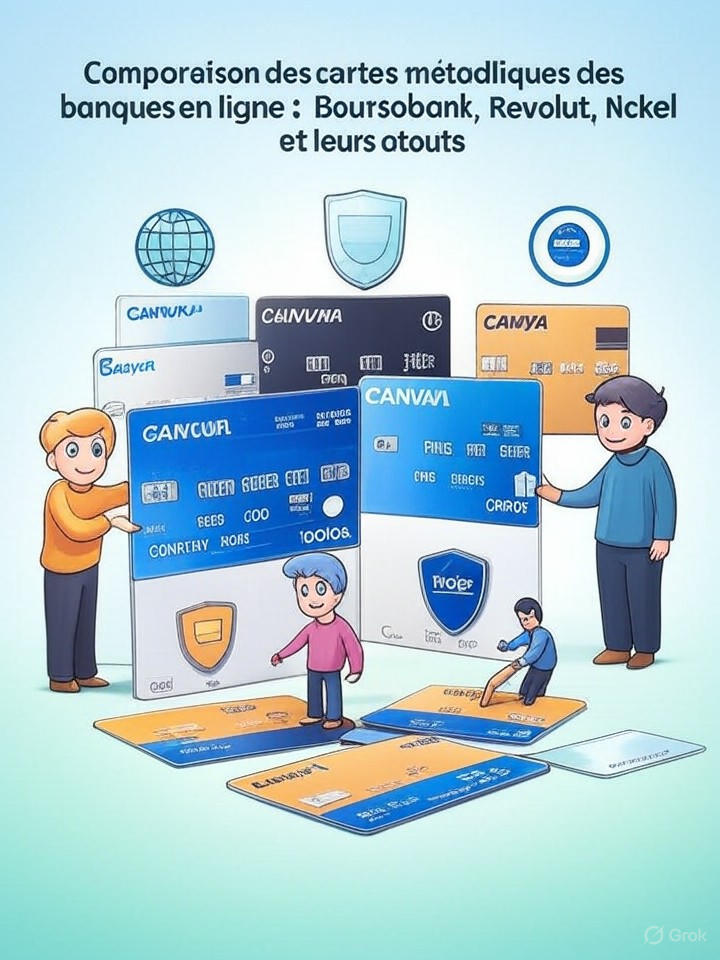 découvrez notre comparaison détaillée des cartes bancaires métalliques proposées par boursobank, revolut et nickel : avantages, tarifs, services exclusifs et conseils pour choisir la meilleure carte en ligne adaptée à vos besoins.