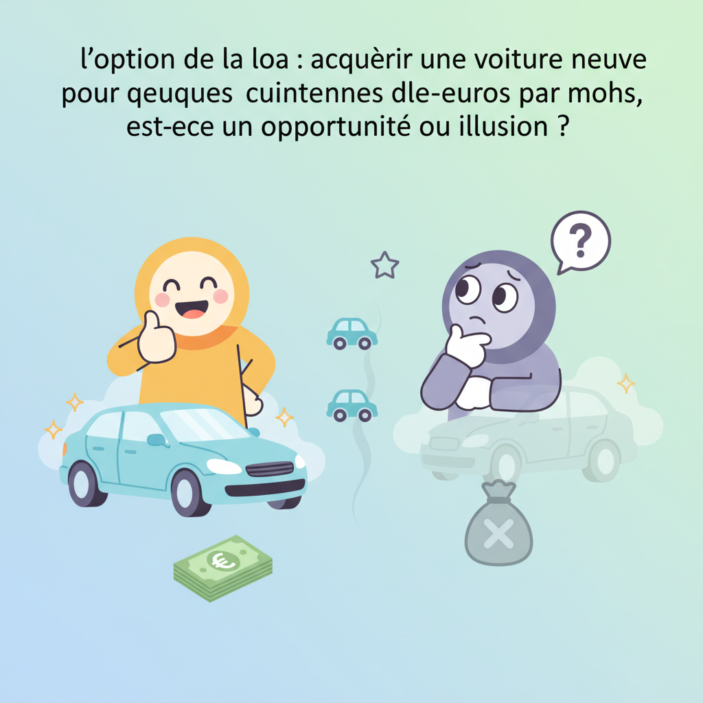 L’option de la LOA : acquĂ©rir une voiture neuve pour quelques centaines d’euros par mois, est-ce une opportunitĂ© ou une illusion ? dĂ©couvrez si l'option de la loa pour acquĂ©rir une voiture neuve Ă quelques centaines d'euros par mois est une vĂ©ritable opportunitĂ© ou une illusion, grâce Ă notre analyse complète.