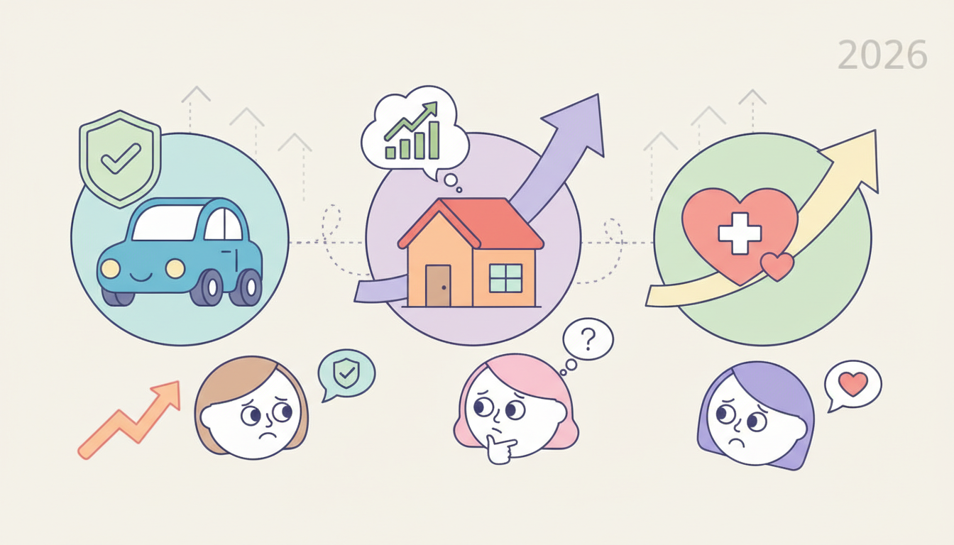 découvrez les prévisions pour 2026 concernant les hausses des assurances auto, habitation et mutuelle santé, et préparez-vous aux changements à venir.