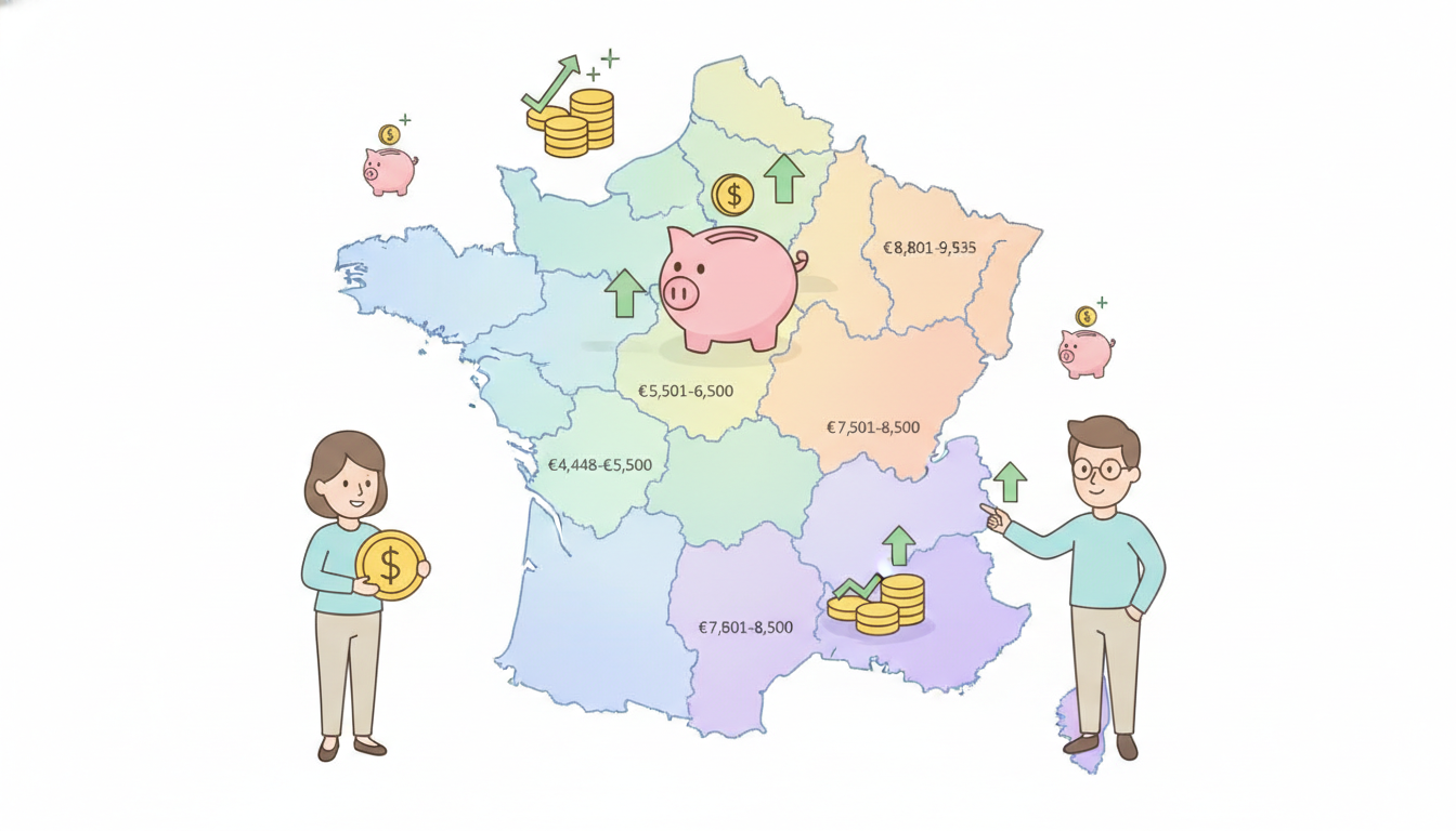 Livret A : zoom sur les encours moyens par département, de 4 448 € à 9 535 € [CARTE découvrez la répartition des encours moyens du livret a par département, avec des montants allant de 4 448 € à 9 535 €, illustrés sur une carte interactive pour mieux comprendre l'épargne locale.