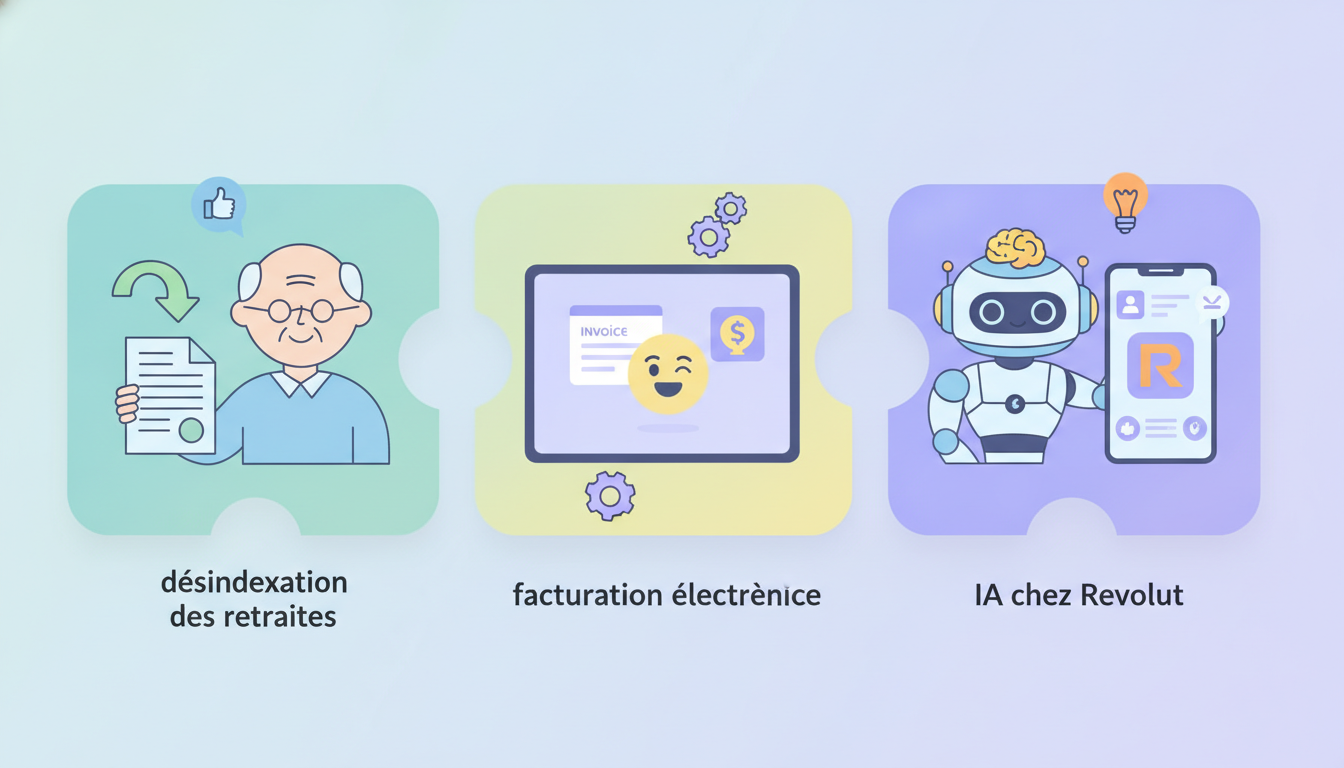 Désindexation des retraites, facturation électronique et IA chez Revolut : les 3 actualités clés du mardi 1er septembre découvrez les 3 actualités clés du mardi 1er septembre : désindexation des retraites, facturation électronique et intelligence artificielle chez revolut.